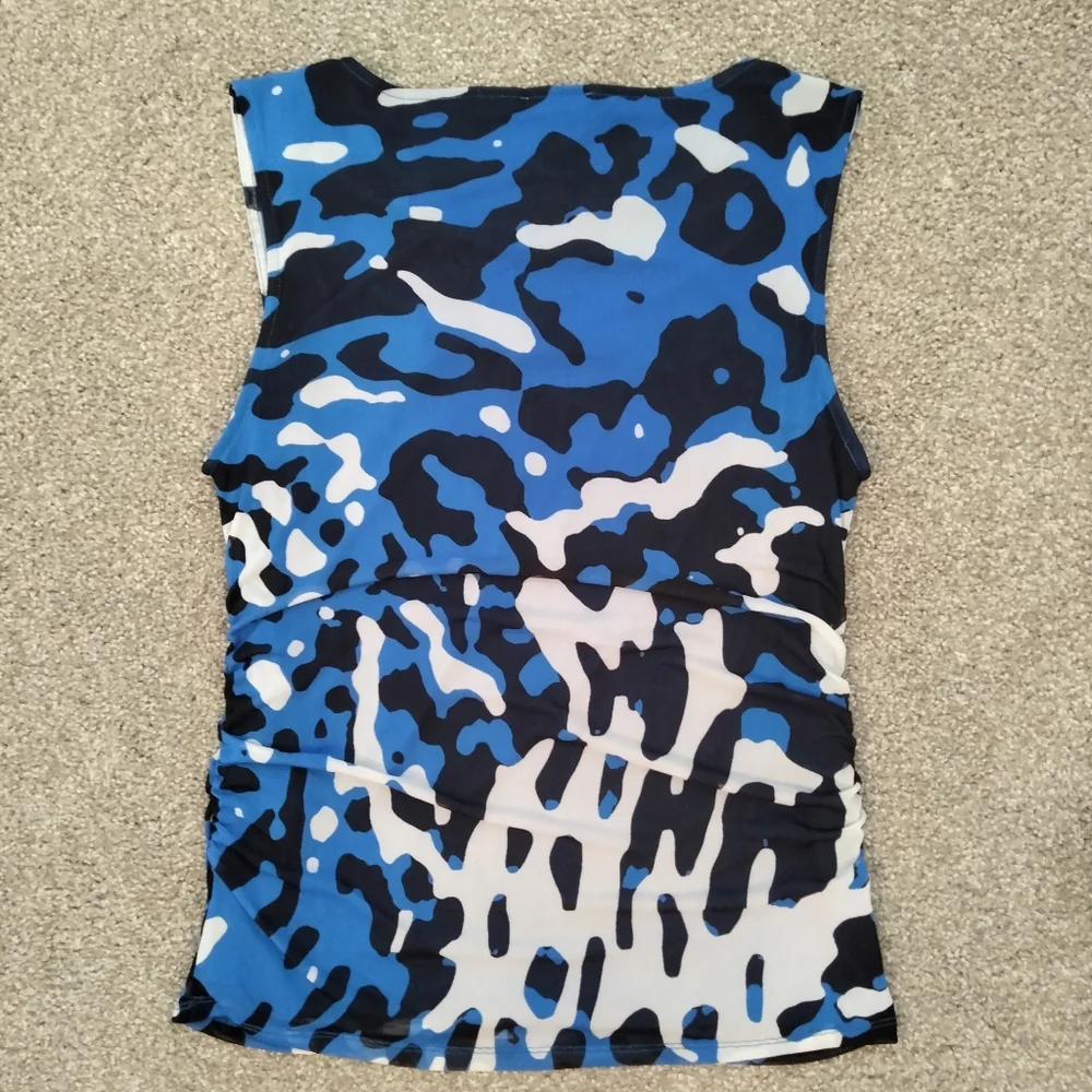 NWT XL Calvin Klein Blue Camo Sleeveless Top - Picture 2 of 10